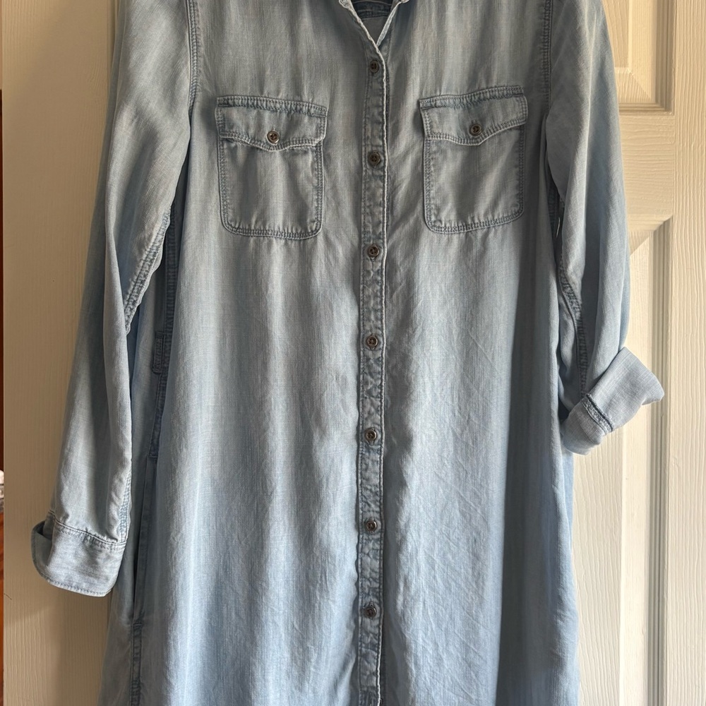 GAP Light Blue Long Sleeve Denim Shirt Dress